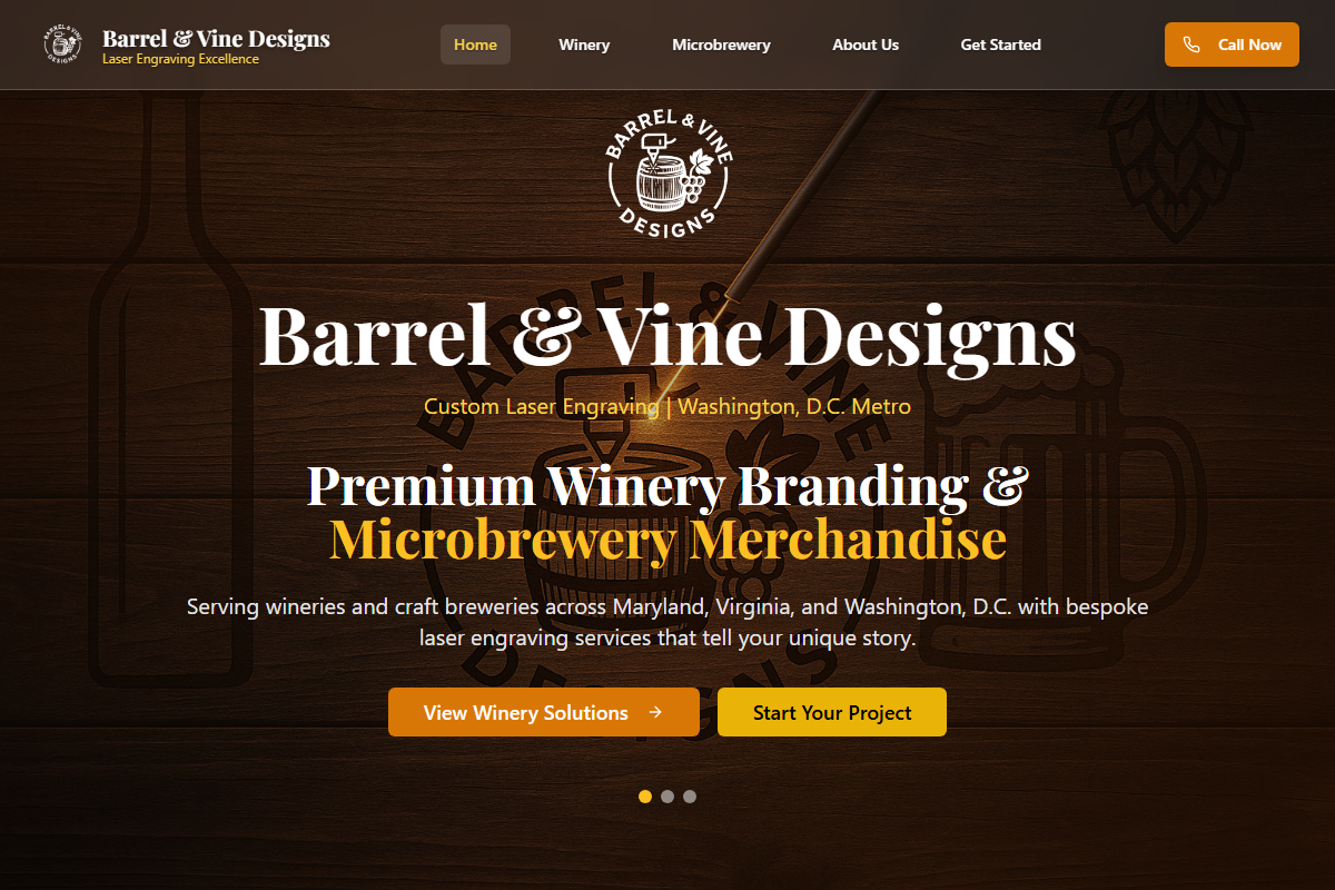Barrel and Vine Designs website